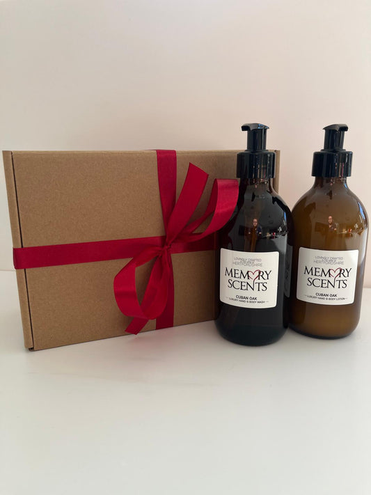 GIFT BOX- IN WHITE - LUXURY CUBAN OAK 300ML WASH AND LOTION